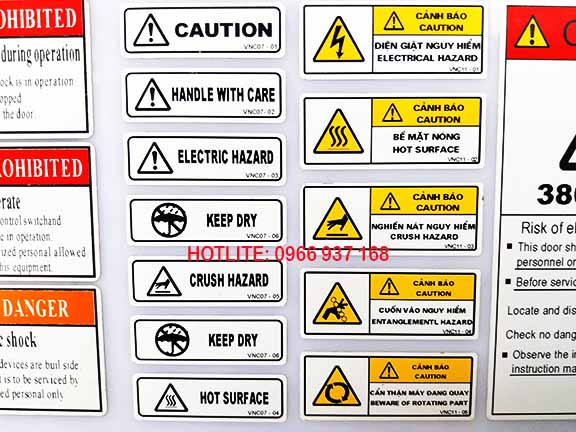 Tem nhãn dán tủ bảng điện máy biến áp nhiệt độ cao