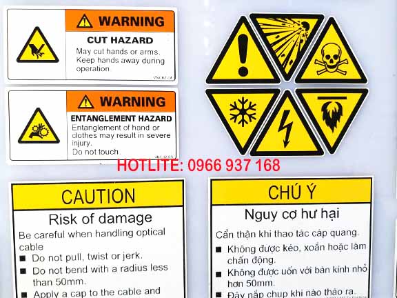 Tem nhãn dán tủ bảng điện máy biến áp nhiệt độ cao